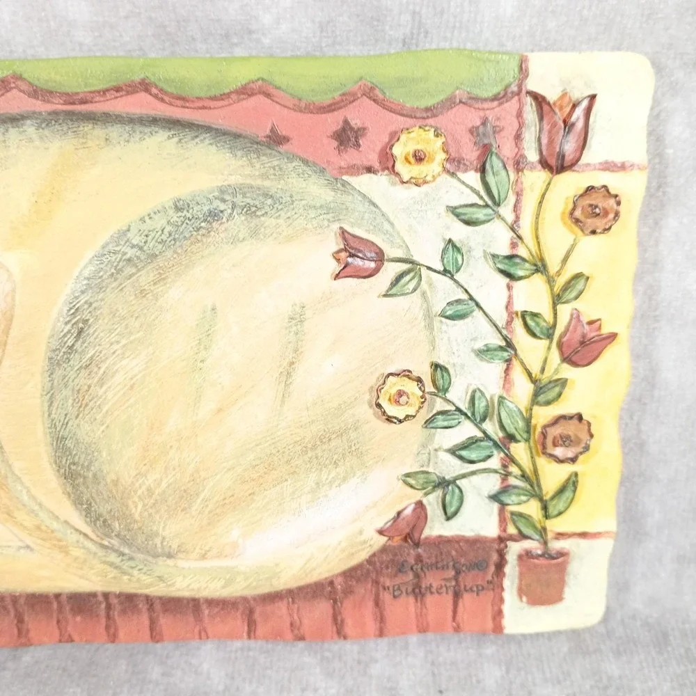 Vintage E. Smithson Cat Folk Art 3D Wall Hanging Plaque 